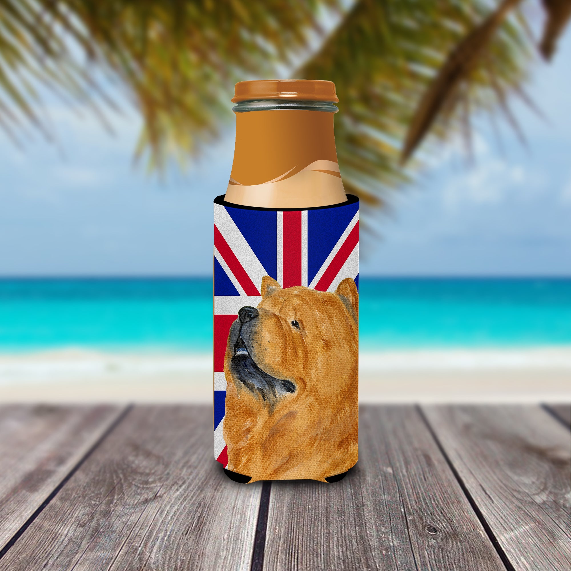 Chow Chow with English Union Jack British Flag Ultra Beverage Insulators for slim cans SS4944MUK.