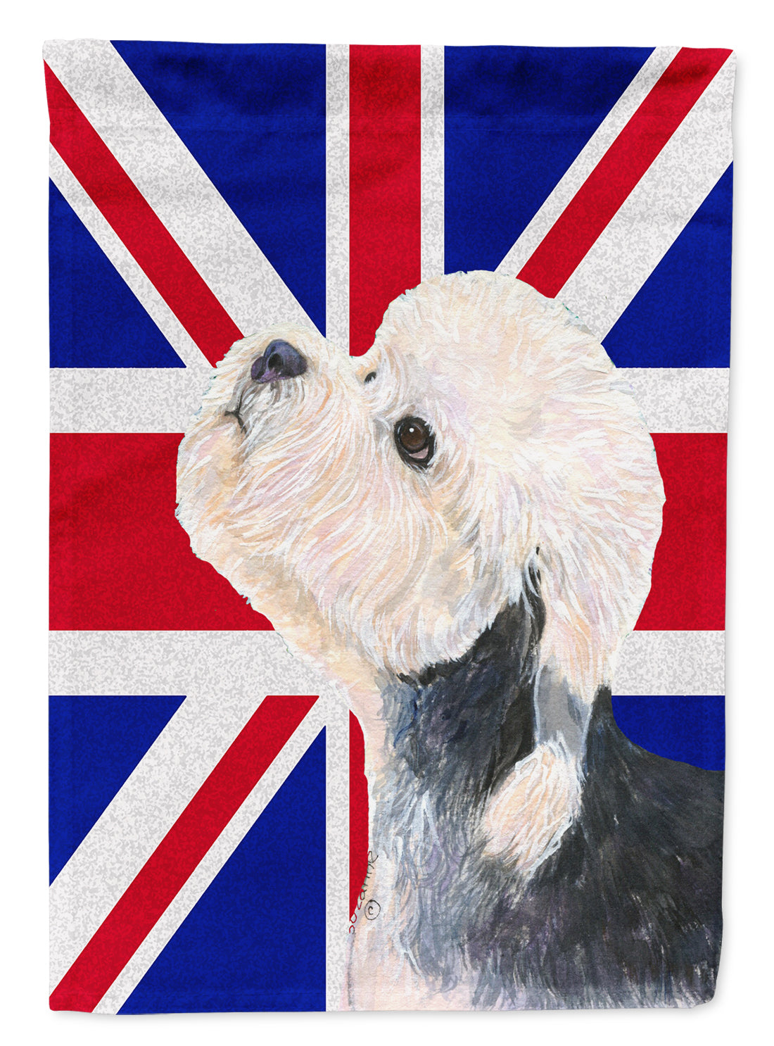Dandie Dinmont Terrier with English Union Jack British Flag Flag Canvas House Size SS4945CHF