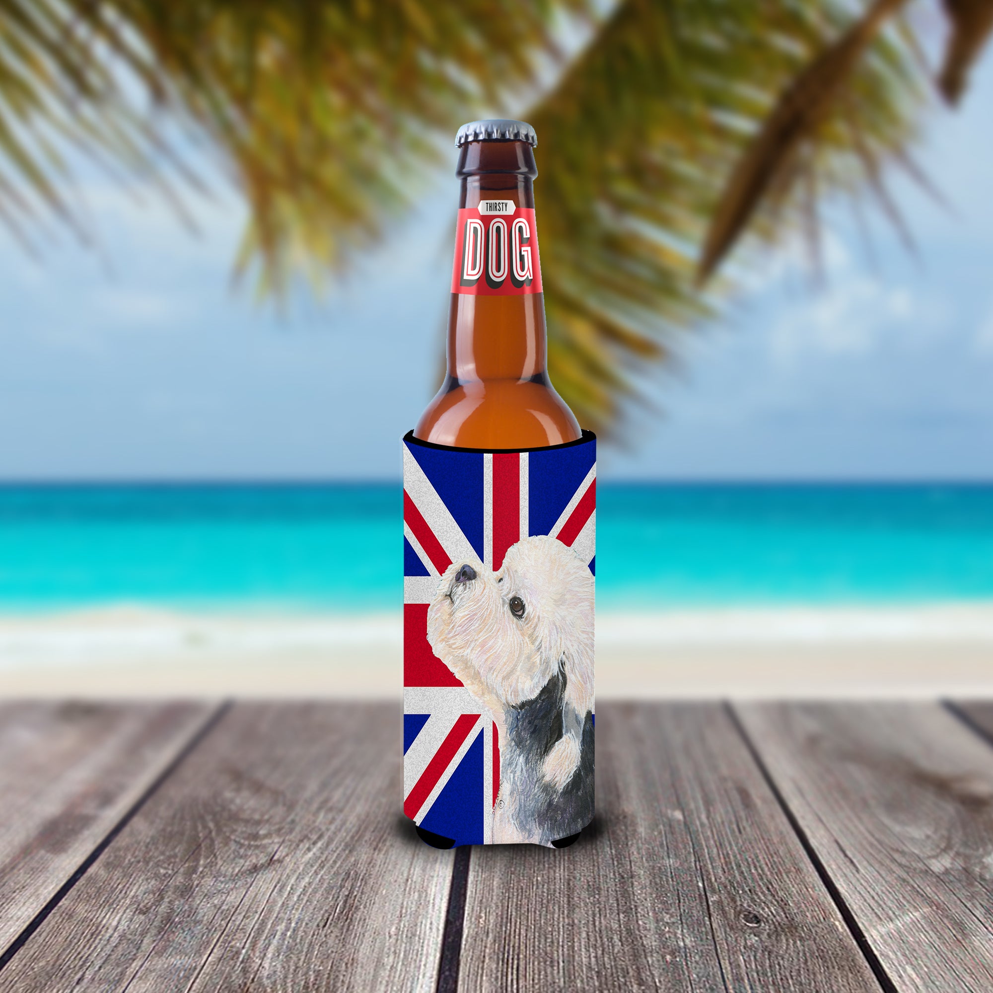 Dandie Dinmont Terrier with English Union Jack British Flag Ultra Beverage Insulators for slim cans SS4945MUK.