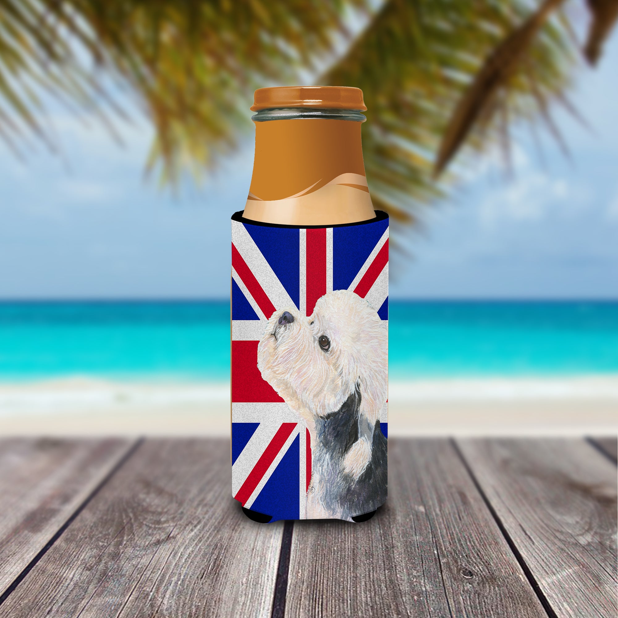 Dandie Dinmont Terrier with English Union Jack British Flag Ultra Beverage Insulators for slim cans SS4945MUK.