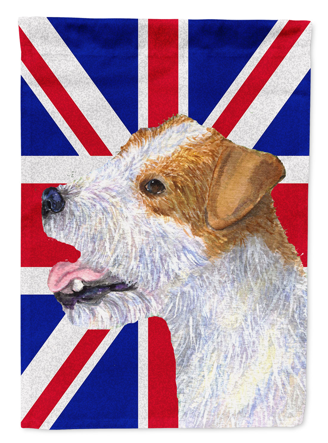 Jack Russell Terrier with English Union Jack British Flag Flag Canvas House Size SS4946CHF