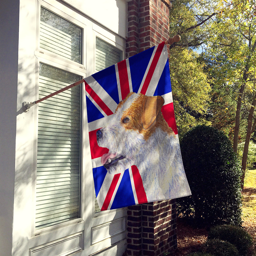 Jack Russell Terrier with English Union Jack British Flag Flag Canvas House Size SS4946CHF  the-store.com.