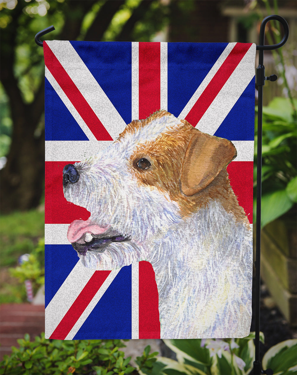 Jack Russell Terrier with English Union Jack British Flag Flag Garden Size SS4946GF