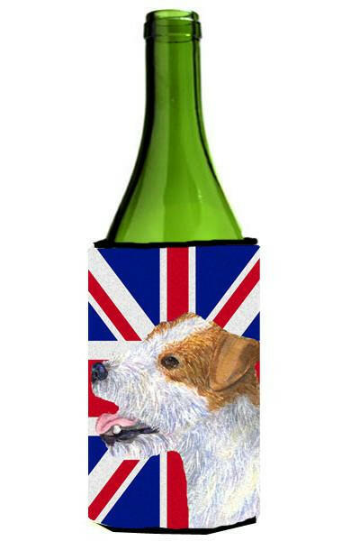 Jack Russell Terrier with English Union Jack British Flag Wine Bottle Beverage Insulator Hugger SS4946LITERK by Caroline&#39;s Treasures