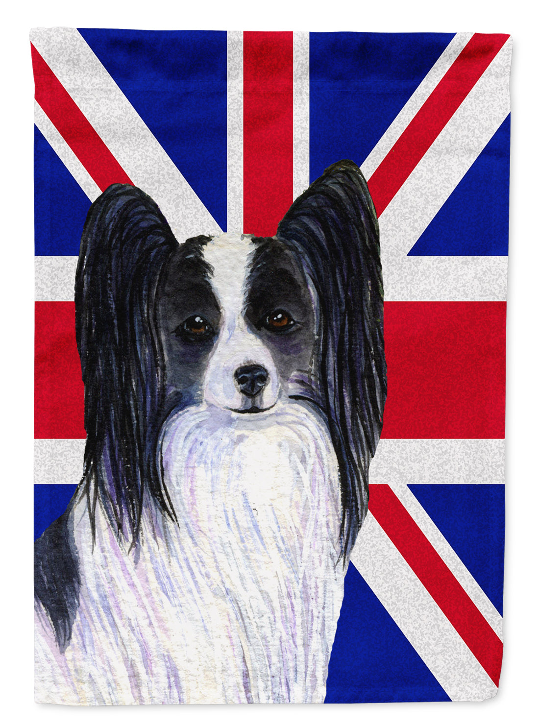 Papillon with English Union Jack British Flag Flag Canvas House Size SS4947CHF  the-store.com.
