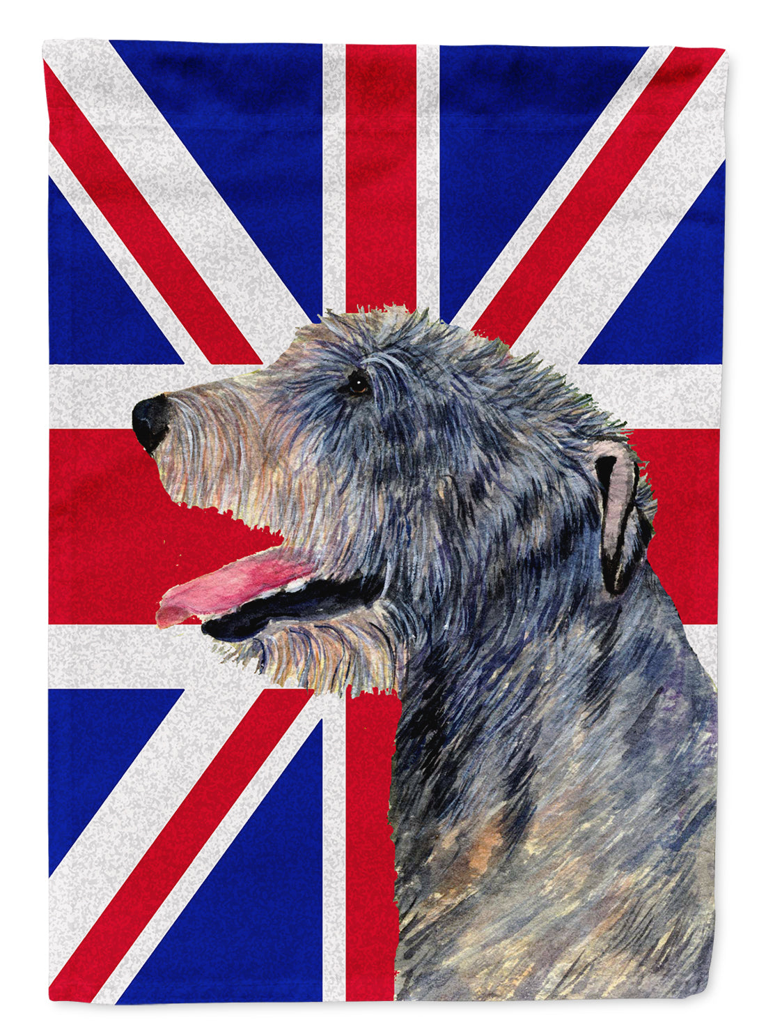 Irish Wolfhound with English Union Jack British Flag Flag Canvas House Size SS4948CHF  the-store.com.