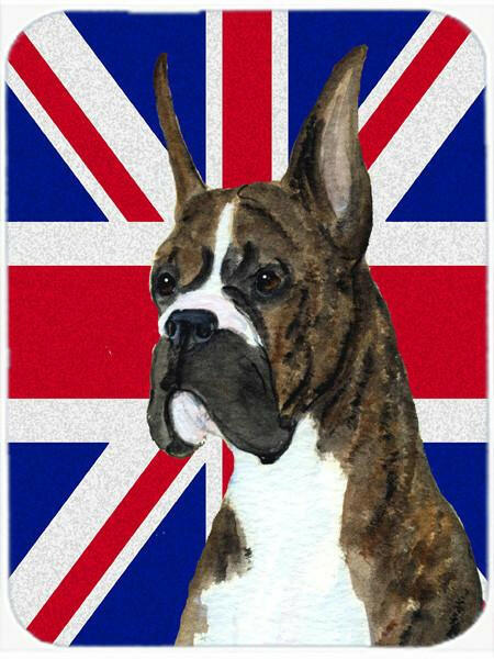 Boxer with English Union Jack British Flag Glass Cutting Board Large Size SS4950LCB by Caroline's Treasures