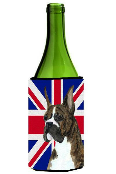 Boxer with English Union Jack British Flag Wine Bottle Beverage Insulator Hugger SS4950LITERK by Caroline&#39;s Treasures