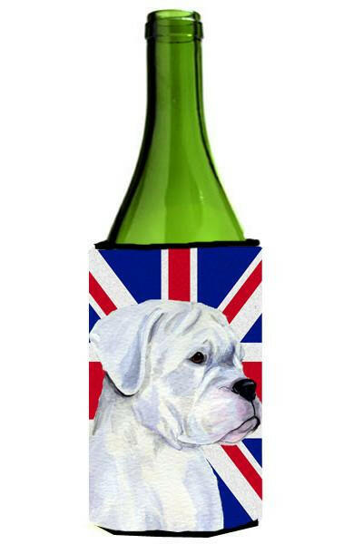 Boxer with English Union Jack British Flag Wine Bottle Beverage Insulator Hugger SS4951LITERK by Caroline&#39;s Treasures