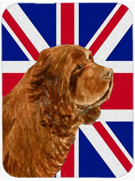 Sussex Spaniel with English Union Jack British Flag Glass Cutting Board Large Size SS4952LCB by Caroline&#39;s Treasures