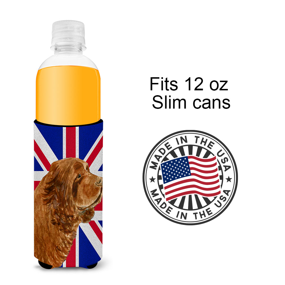 Sussex Spaniel with English Union Jack British Flag Ultra Beverage Insulators for slim cans SS4952MUK.