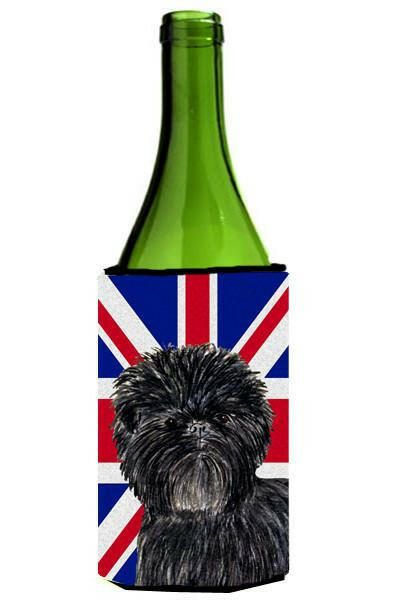 Affenpinscher with English Union Jack British Flag Wine Bottle Beverage Insulator Hugger SS4953LITERK by Caroline&#39;s Treasures