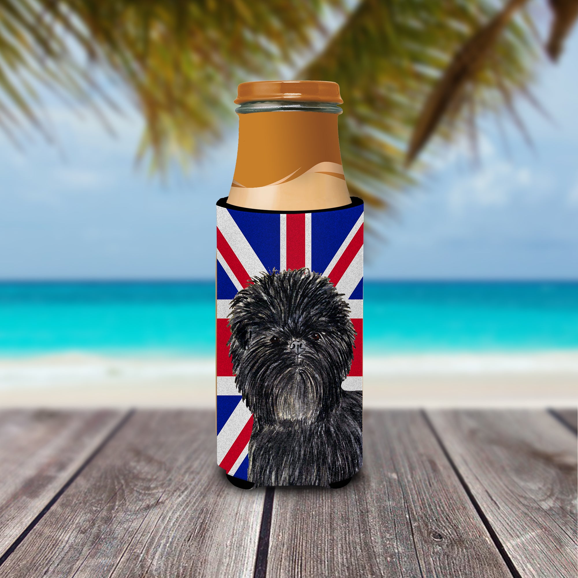 Affenpinscher with English Union Jack British Flag Ultra Beverage Insulators for slim cans SS4953MUK.