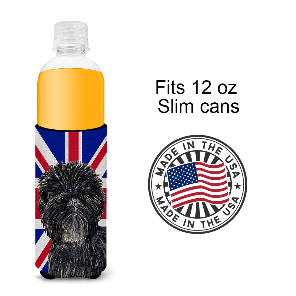 Affenpinscher with English Union Jack British Flag Ultra Beverage Insulators for slim cans SS4953MUK.