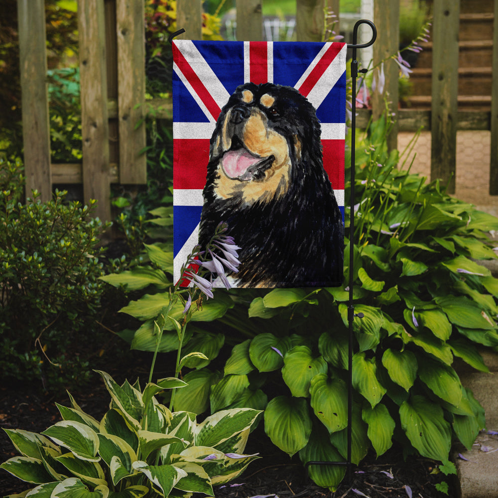 Caroline's Treasures Tibetan Spaniel with English Union Jack British Flag Garden Flag – Decorative Outdoor Yard Flag SS4954GF