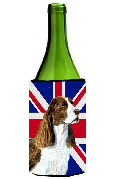 Springer Spaniel with English Union Jack British Flag Wine Bottle Beverage Insulator Hugger SS4955LITERK by Caroline&#39;s Treasures