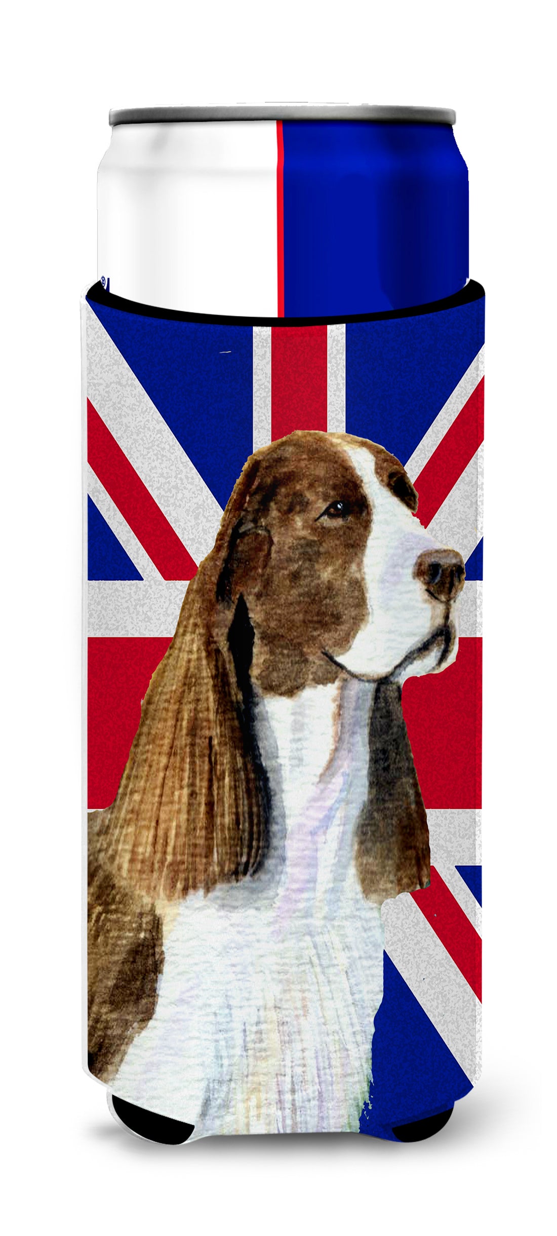Springer Spaniel with English Union Jack British Flag Ultra Beverage Insulators for slim cans SS4955MUK.