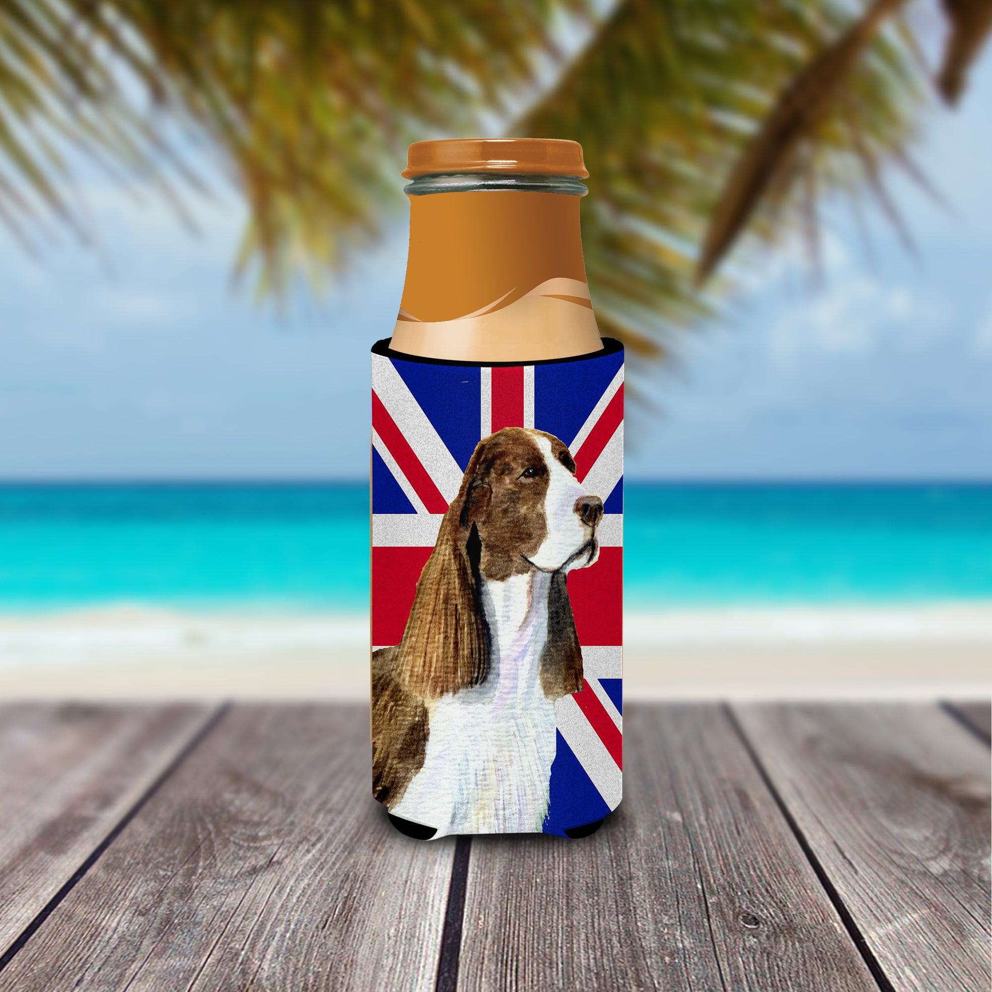 Springer Spaniel with English Union Jack British Flag Ultra Beverage Insulators for slim cans SS4955MUK