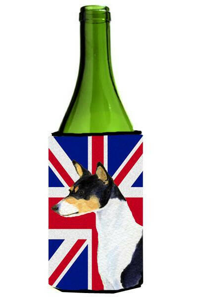 Basenji with English Union Jack British Flag Wine Bottle Beverage Insulator Hugger SS4956LITERK by Caroline&#39;s Treasures