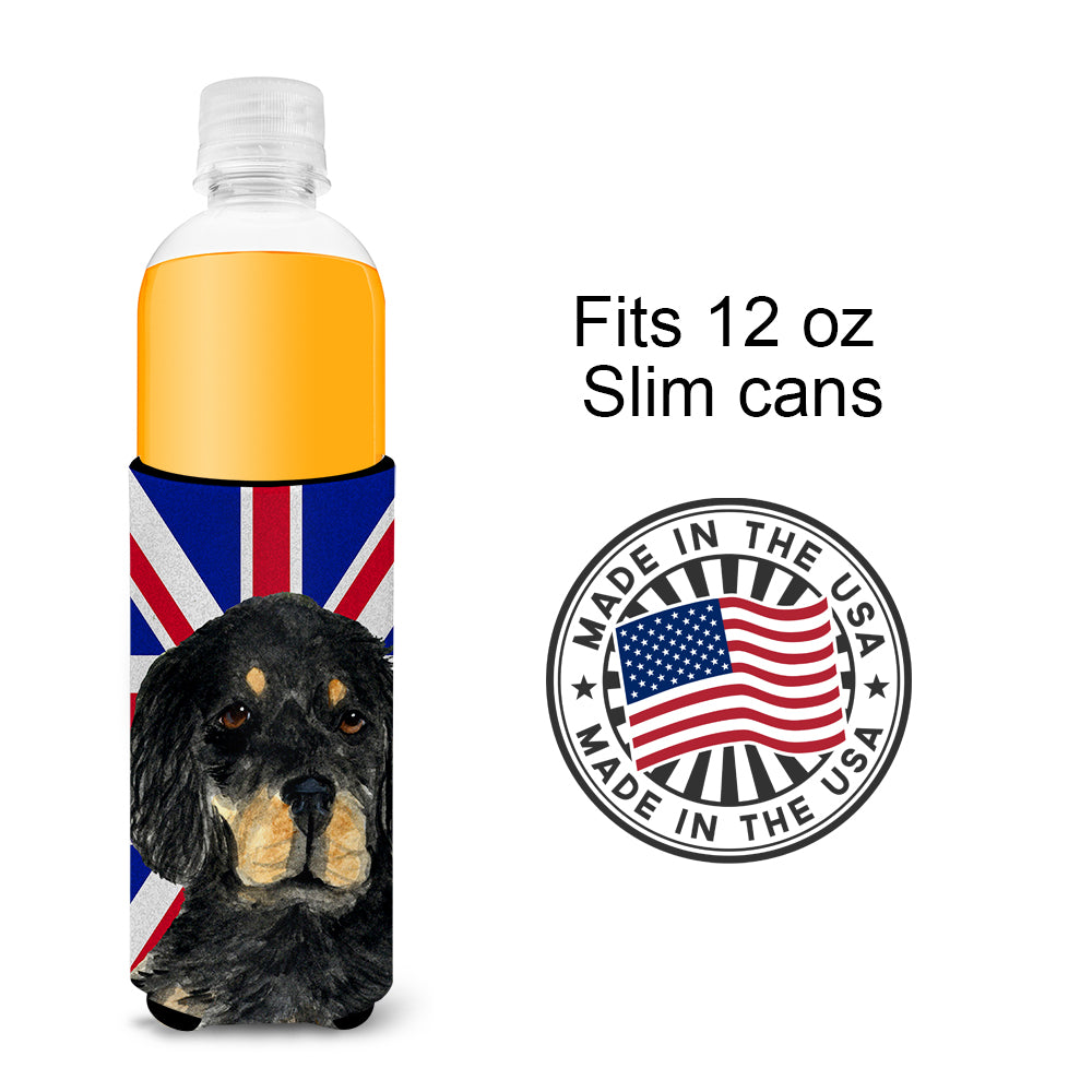 Gordon Setter with English Union Jack British Flag Ultra Beverage Insulators for slim cans SS4957MUK.