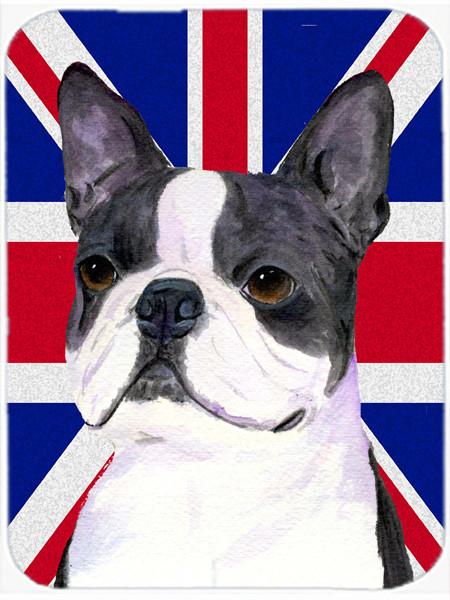 Boston Terrier with English Union Jack British Flag Glass Cutting Board Large Size SS4958LCB by Caroline's Treasures