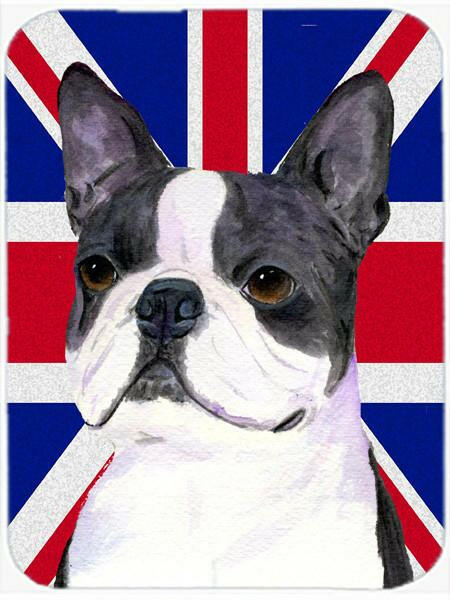 Boston Terrier with English Union Jack British Flag Glass Cutting Board Large Size SS4958LCB by Caroline&#39;s Treasures