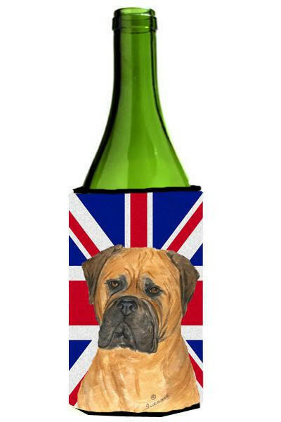 Bullmastiff with English Union Jack British Flag Wine Bottle Beverage Insulator Hugger SS4959LITERK by Caroline&#39;s Treasures