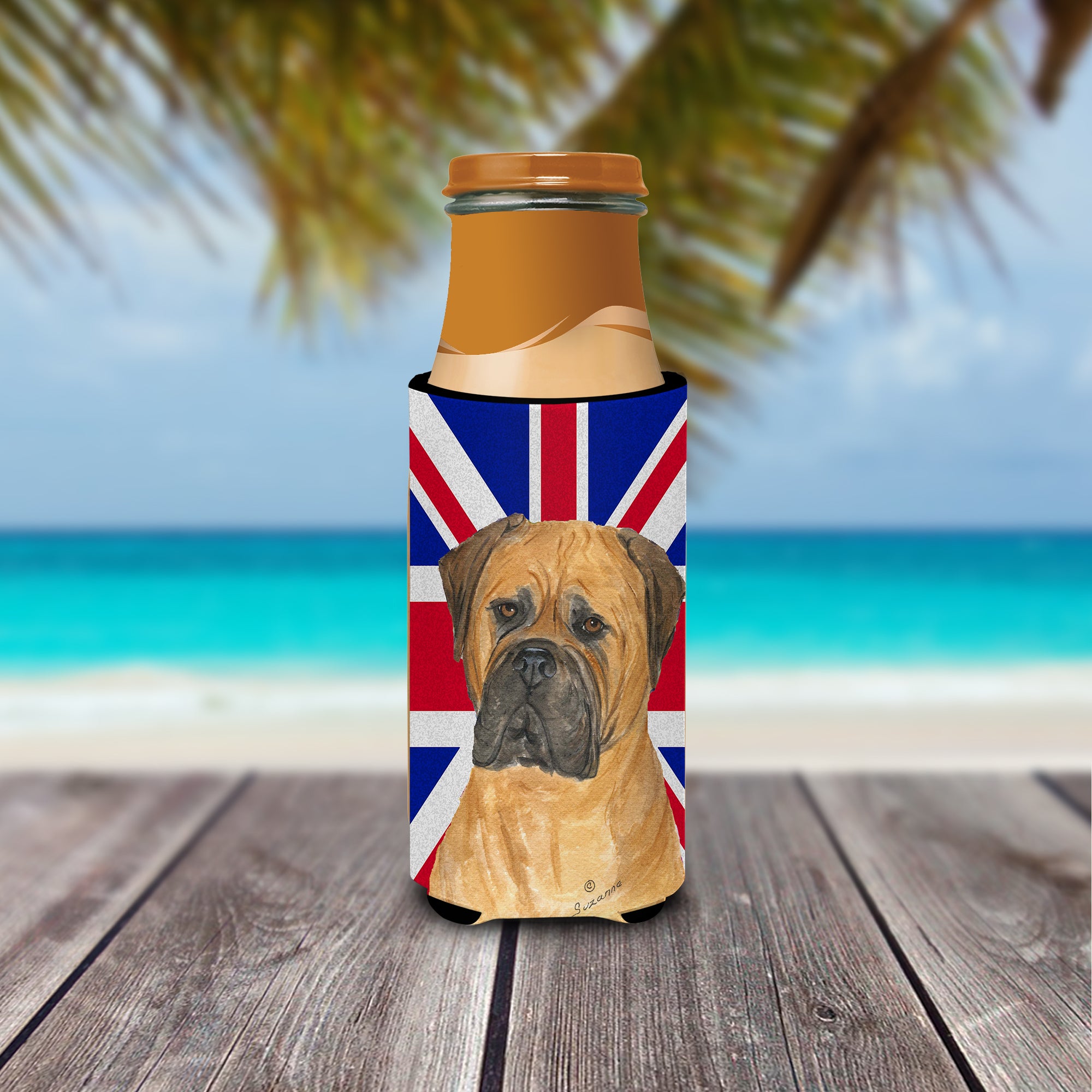 Bullmastiff with English Union Jack British Flag Ultra Beverage Insulators for slim cans SS4959MUK.