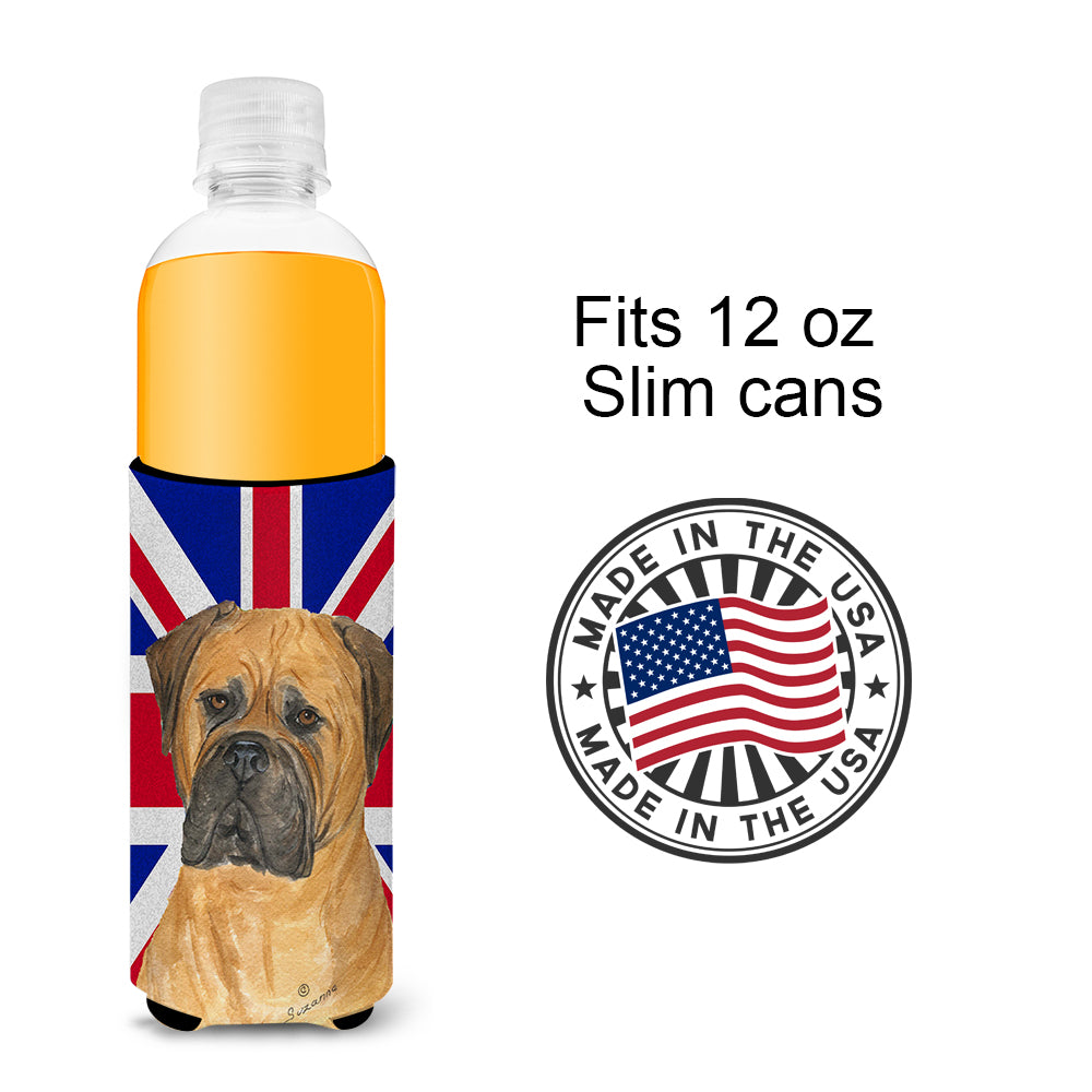 Bullmastiff with English Union Jack British Flag Ultra Beverage Insulators for slim cans SS4959MUK.