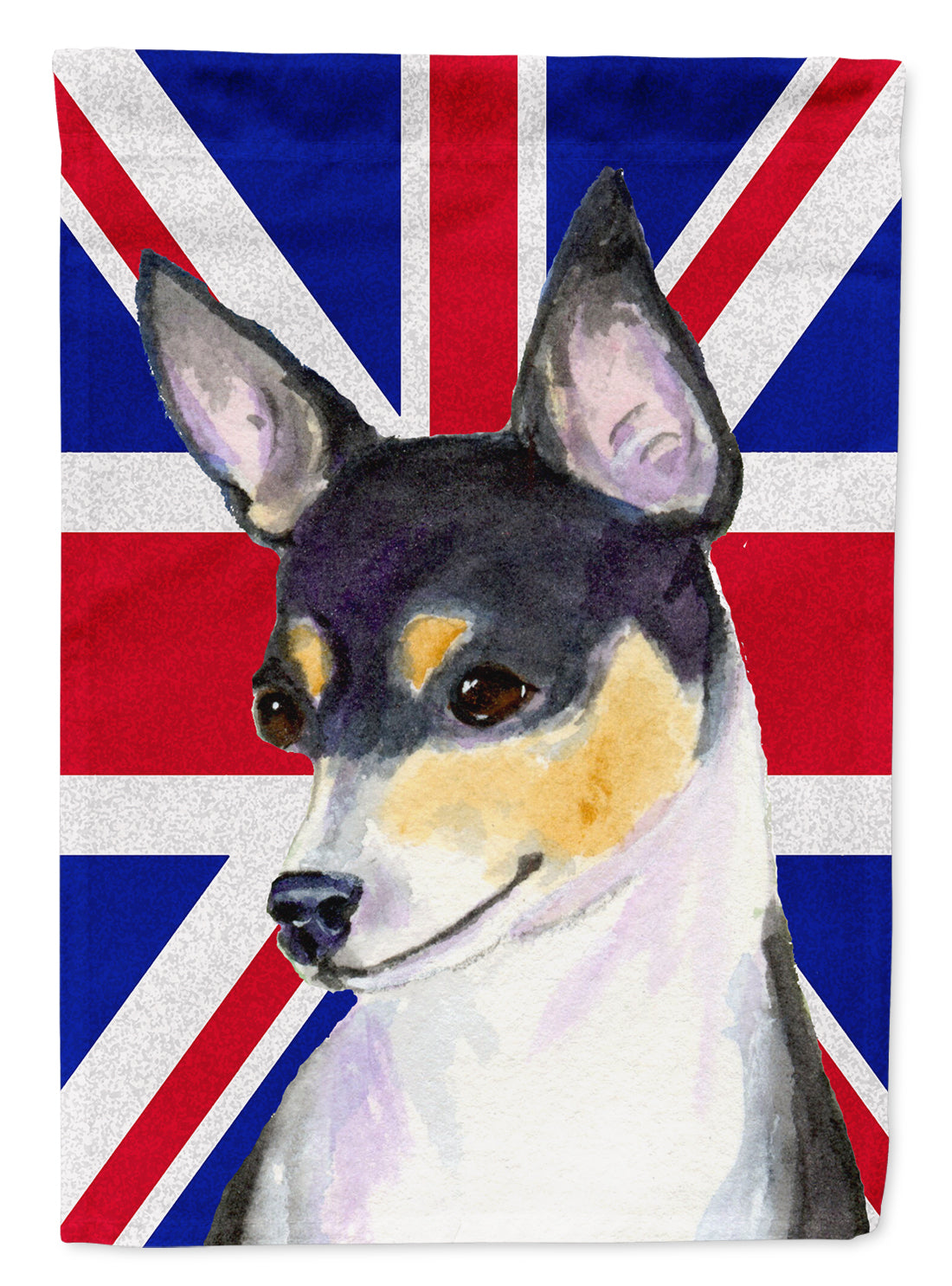 Rat Terrier with English Union Jack British Flag Flag Canvas House Size SS4960CHF