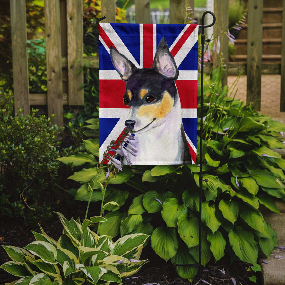 Rat Terrier with English Union Jack British Flag Flag Garden Size SS4960GF  the-store.com.