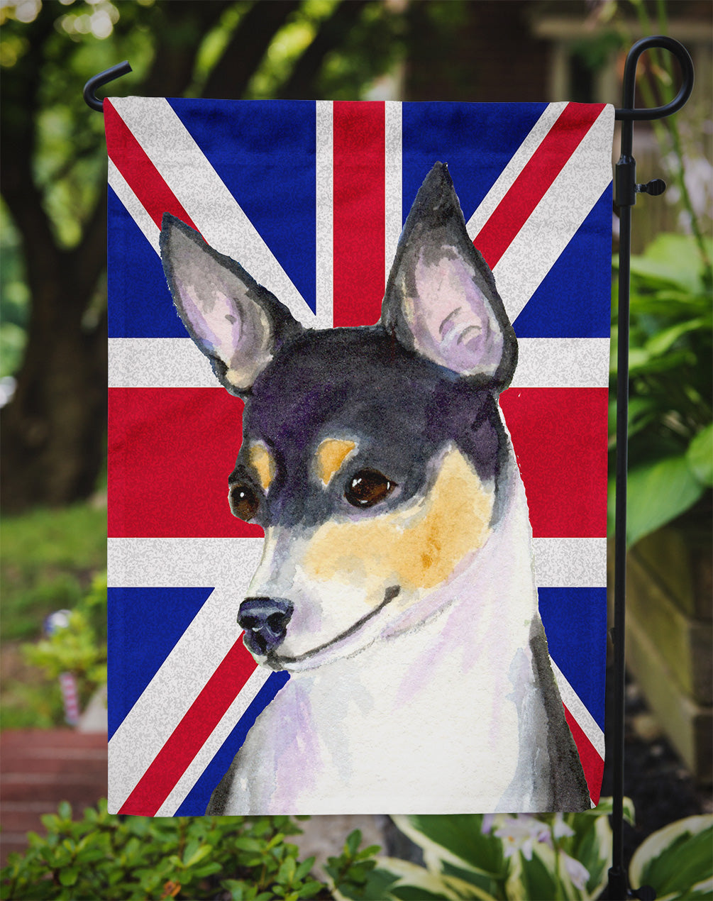 Rat Terrier with English Union Jack British Flag Flag Garden Size SS4960GF
