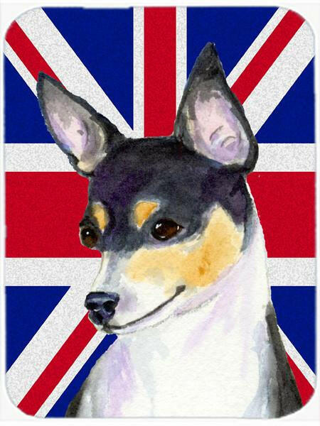 Rat Terrier with English Union Jack British Flag Glass Cutting Board Large Size SS4960LCB by Caroline&#39;s Treasures