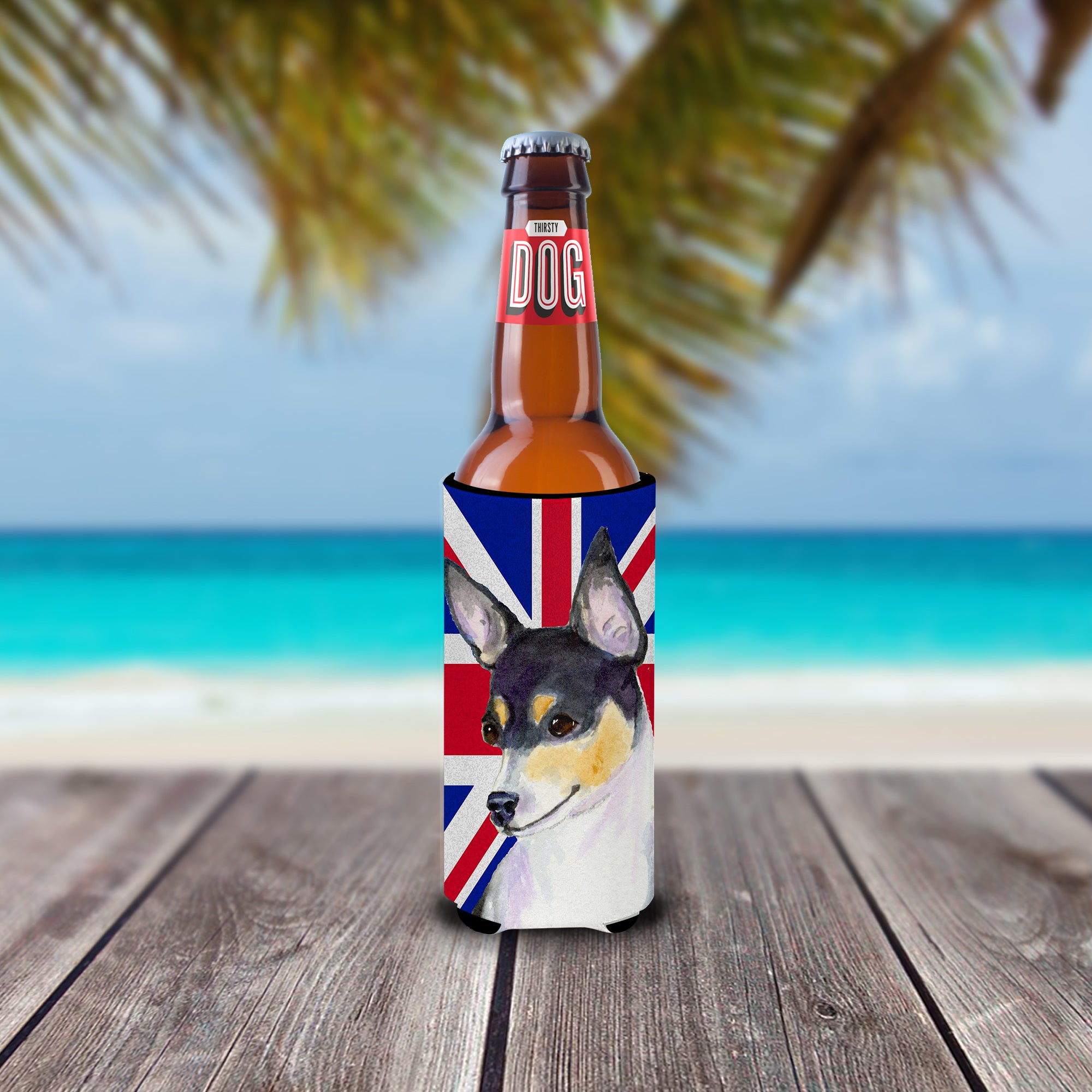 Rat Terrier with English Union Jack British Flag Ultra Beverage Insulators for slim cans SS4960MUK