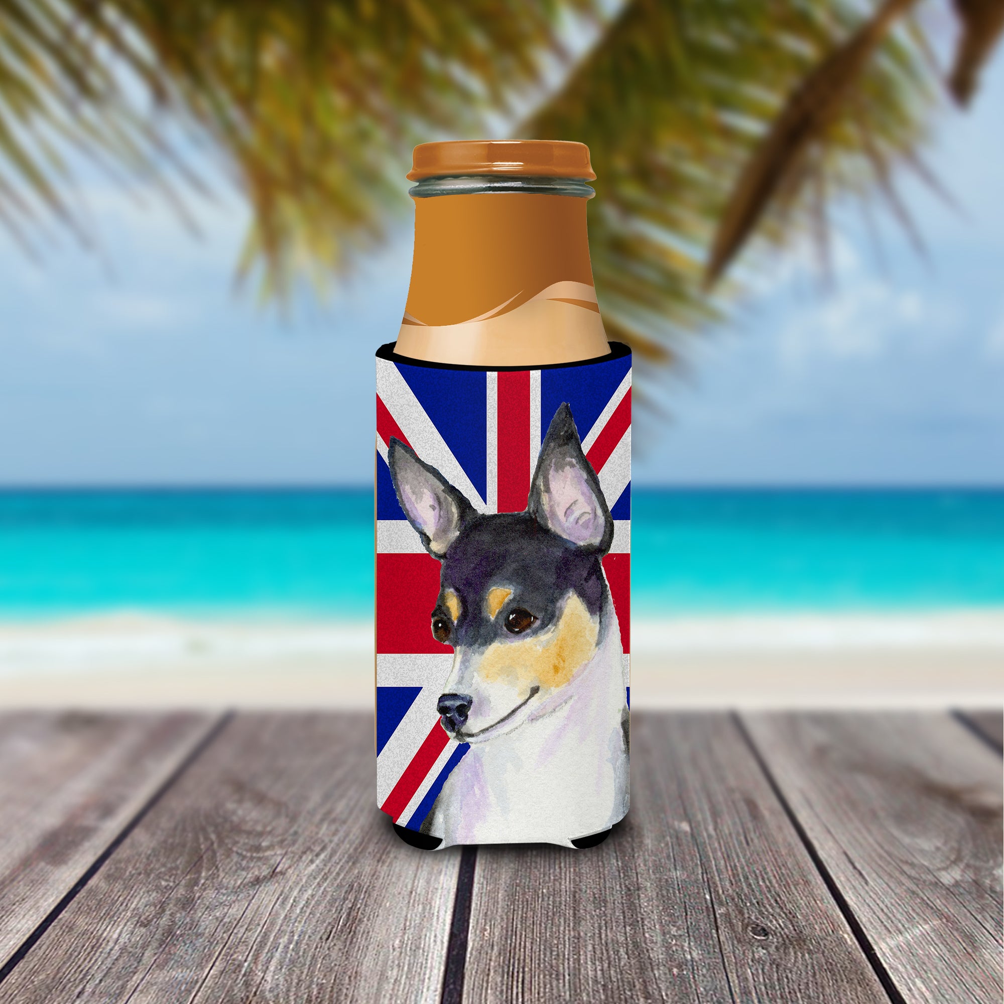 Rat Terrier with English Union Jack British Flag Ultra Beverage Insulators for slim cans SS4960MUK.