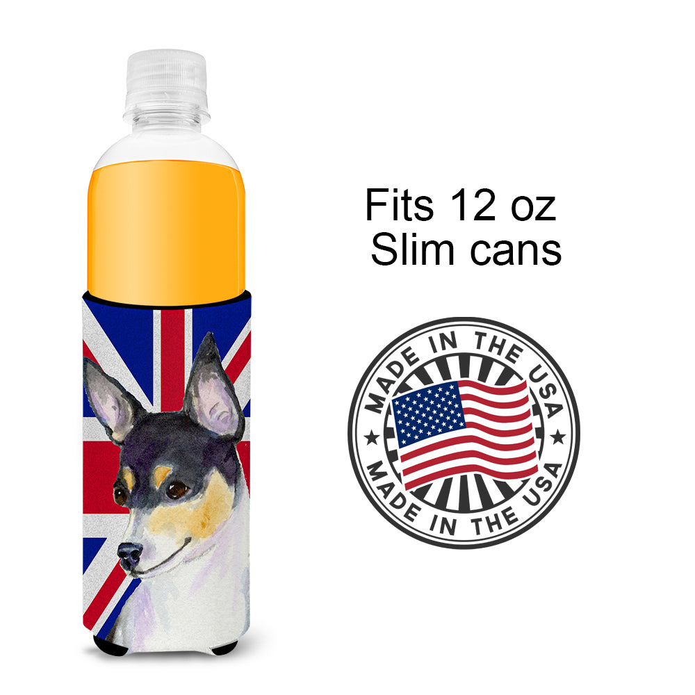 Rat Terrier with English Union Jack British Flag Ultra Beverage Insulators for slim cans SS4960MUK.