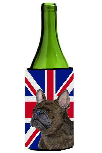 French Bulldog with English Union Jack British Flag Wine Bottle Beverage Insulator Hugger SS4961LITERK by Caroline&#39;s Treasures