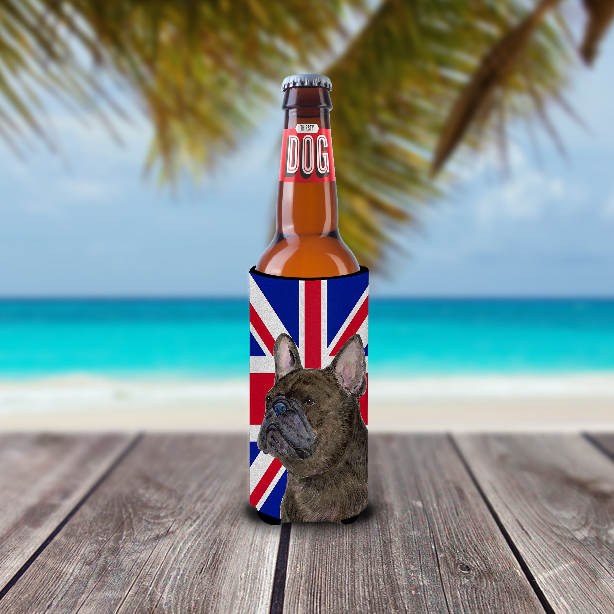 French Bulldog with English Union Jack British Flag Ultra Beverage Insulators for slim cans SS4961MUK