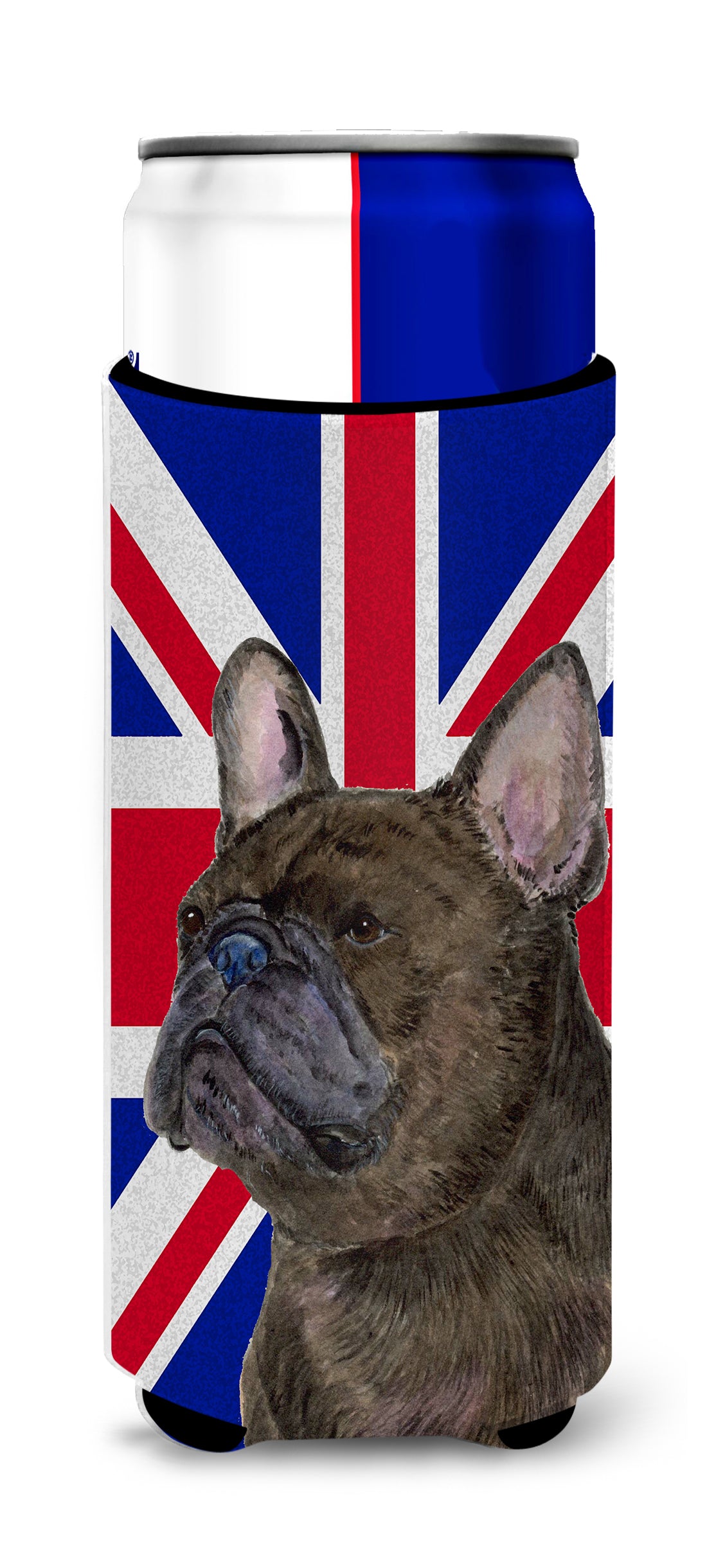 French Bulldog with English Union Jack British Flag Ultra Beverage Insulators for slim cans SS4961MUK.