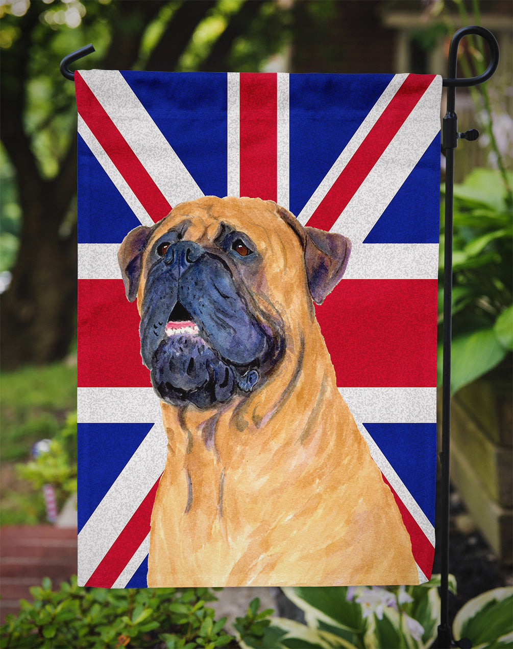 Bullmastiff with English Union Jack British Flag Flag Garden Size SS4962GF