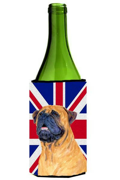 Bullmastiff with English Union Jack British Flag Wine Bottle Beverage Insulator Hugger SS4962LITERK by Caroline&#39;s Treasures