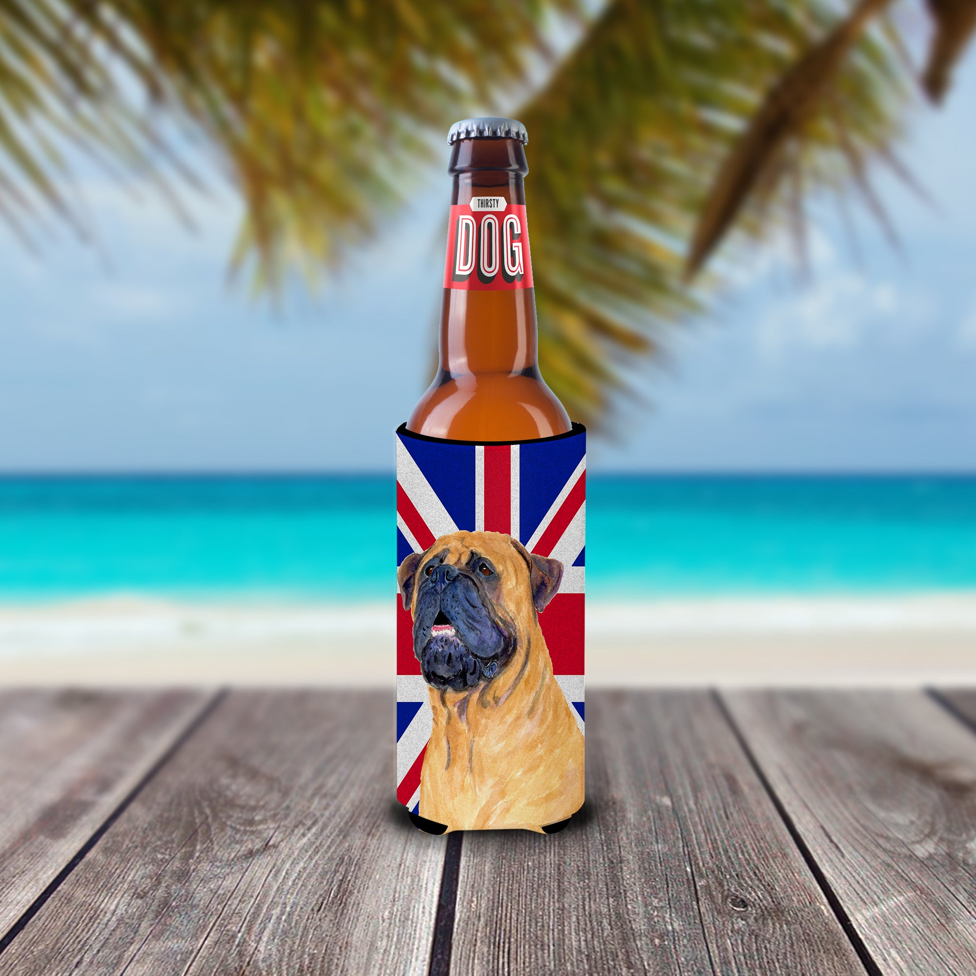 Bullmastiff with English Union Jack British Flag Ultra Beverage Insulators for slim cans SS4962MUK