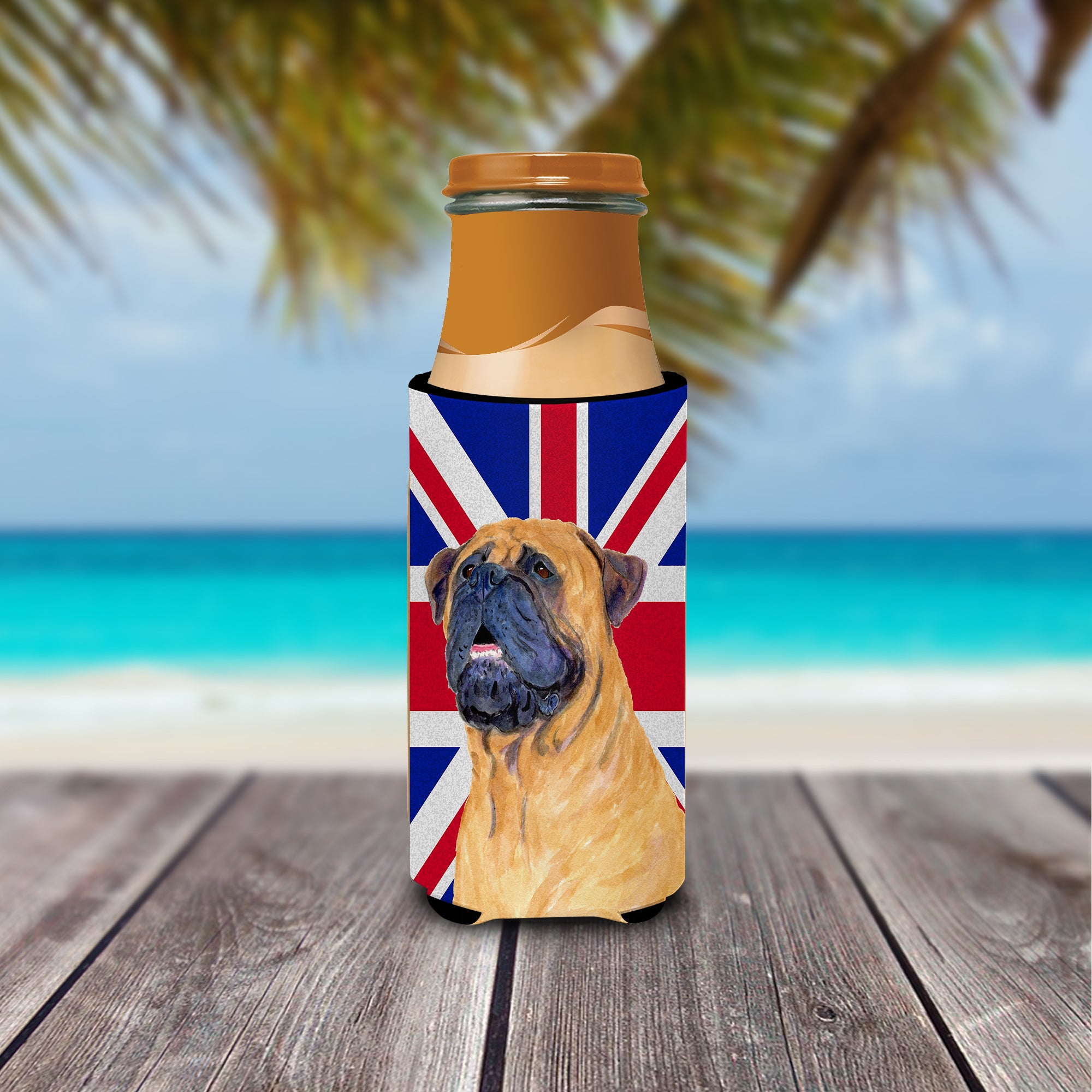 Bullmastiff with English Union Jack British Flag Ultra Beverage Insulators for slim cans SS4962MUK.