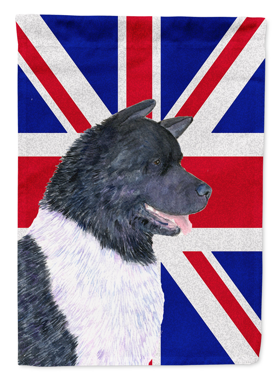 Akita with English Union Jack British Flag Flag Canvas House Size SS4963CHF  the-store.com.