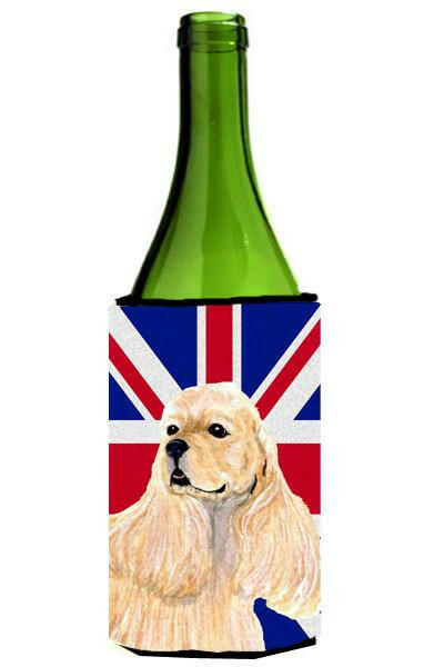 Cocker Spaniel Buff with English Union Jack British Flag Wine Bottle Beverage Insulator Hugger SS4964LITERK by Caroline&#39;s Treasures