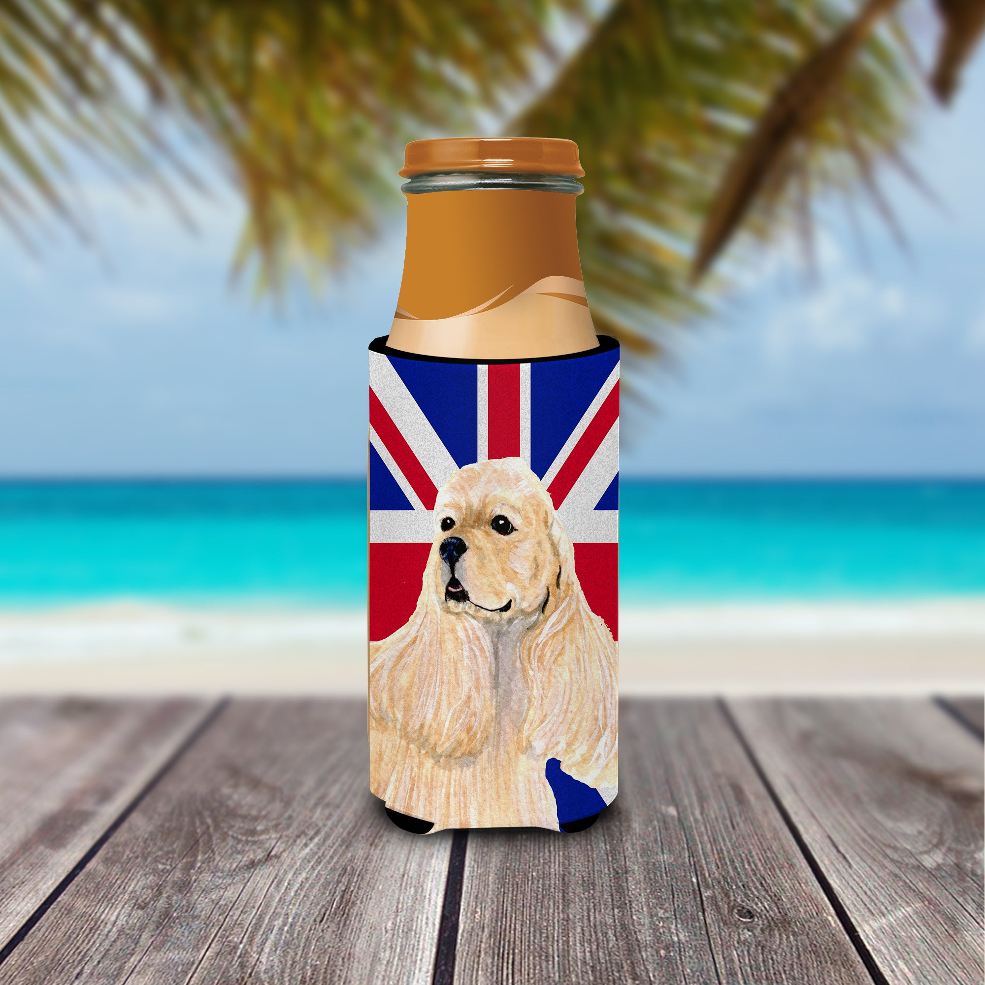 Cocker Spaniel Buff with English Union Jack British Flag Ultra Beverage Insulators for slim cans SS4964MUK.