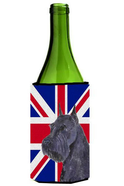 Schnauzer with English Union Jack British Flag Wine Bottle Beverage Insulator Hugger SS4965LITERK by Caroline&#39;s Treasures