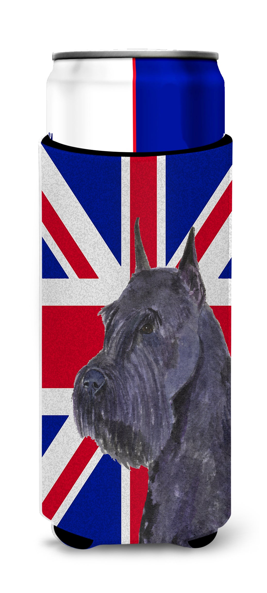 Schnauzer with English Union Jack British Flag Ultra Beverage Insulators for slim cans SS4965MUK.