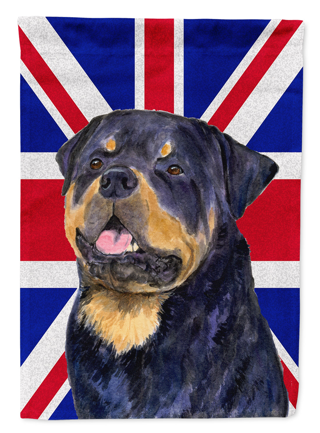 Rottweiler with English Union Jack British Flag Flag Canvas House Size SS4966CHF
