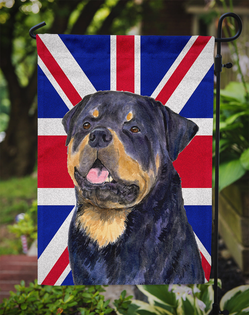 Rottweiler with English Union Jack British Flag Flag Garden Size SS4966GF  the-store.com.